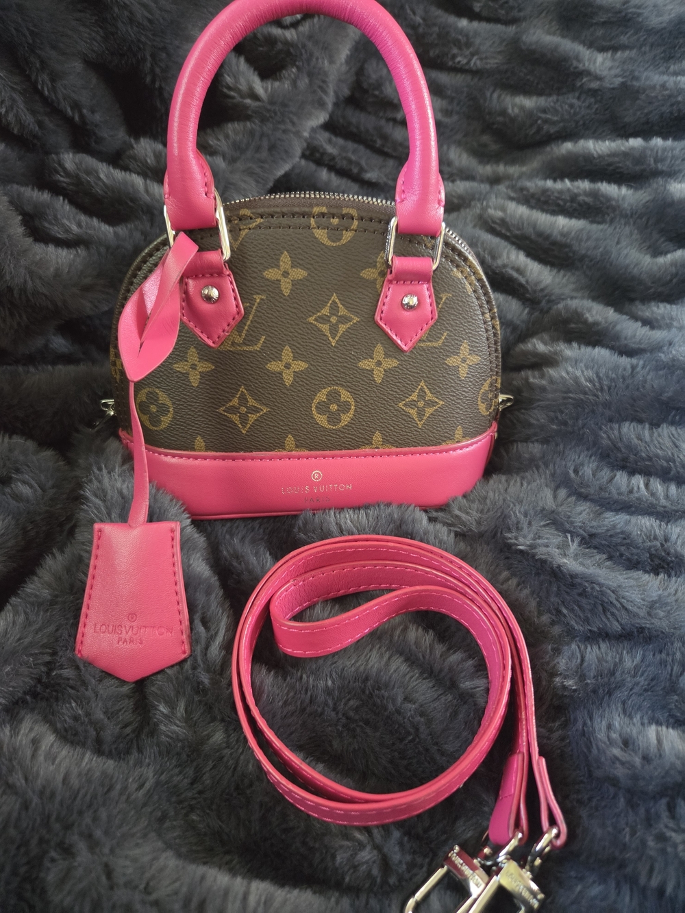Mini Crossbody In Monogram With Hot Pink Leather Details